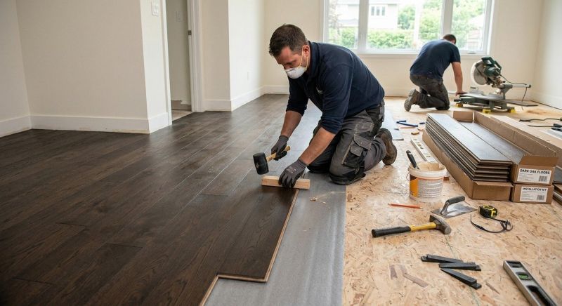 Dark Wood Floor Installation in Baltimore, MD