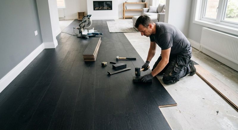 Dark Wood Floor Installation in Baltimore, MD